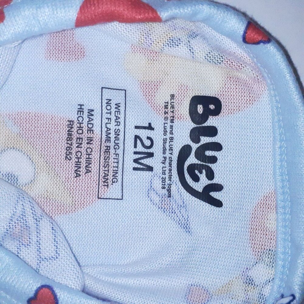 Character Bluey Toddler Unisex Valentine's Day Pajama Set, 2-Piece, Sizes 12M-5T - Picture 3 of 15